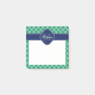 Emerald Green Whart marokkanisches Pattern Navy Mo Post-it Klebezettel