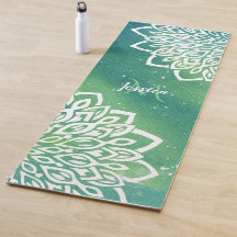 Emerald Green White Floral Mandala Monogramm