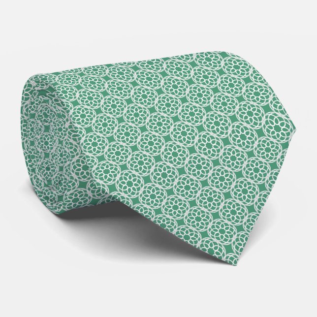 Emerald Green White Geometric Seamless Muster Krawatte (Gerollt)