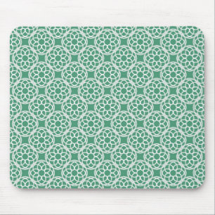 Emerald Green White Geometric Seamless Muster Mousepad