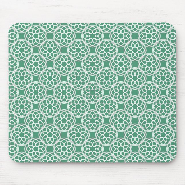 Emerald Green White Geometric Seamless Muster Mousepad (Vorne)