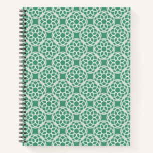 Emerald Green White Geometric Seamless Muster Notizbuch