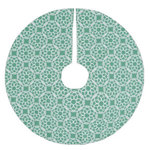 Emerald Green White Geometric Seamless Muster Polyester Weihnachtsbaumdecke
