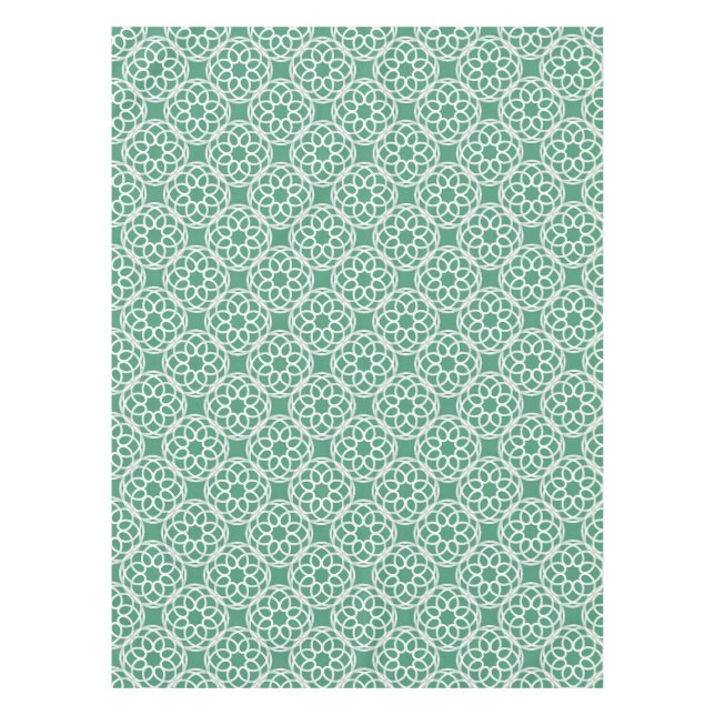 Emerald Green White Geometric Seamless Muster Tischdecke (Vorderseite)