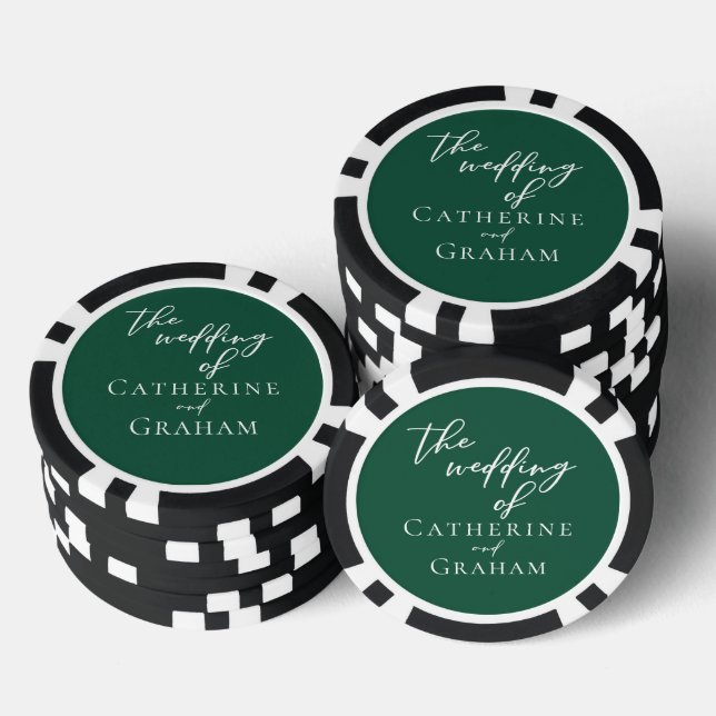 Emerald Green White Personalisiert Wedding Pokerchips (Stapel)