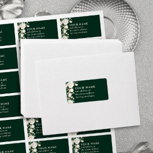 Emerald Green White Roses UAWG Envelope-Adresse Adressaufkleber