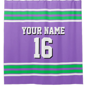 Emerald Green White Stripes Sports Jersey Duschvorhang