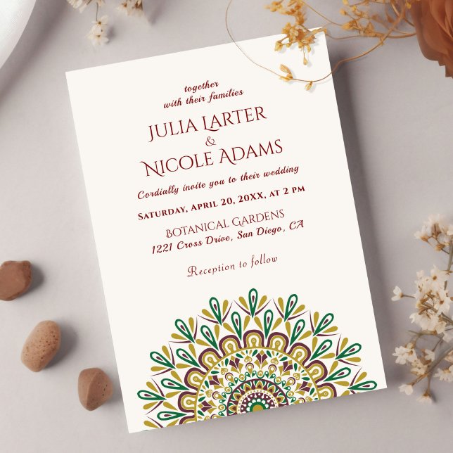 Emerald Green Wild Amazon Forest Mandala Wedding Einladung (Von Creator hochgeladen)