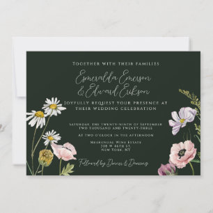 Emerald Green Wild Flower Garden Wedding Einladung