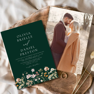 Emerald Green Wildblume Foto Garden Wedding Einladung