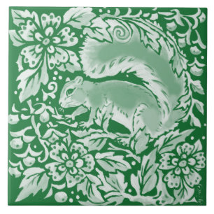 Emerald Green Woodland Eichhörnchen fasziniert Fl Fliese