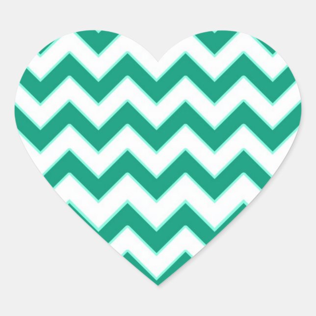 Emerald Green Zickzack Pattern Heart Wedding Siege Herz-Aufkleber (Vorderseite)