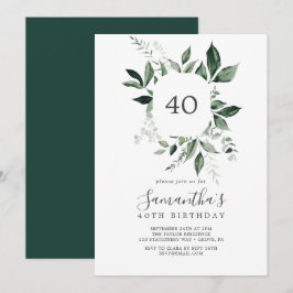 Emerald Greenery 40. Geburtstag Einladung