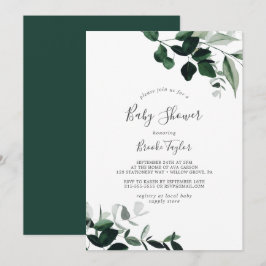 Emerald Greenery Baby Shower Einladung