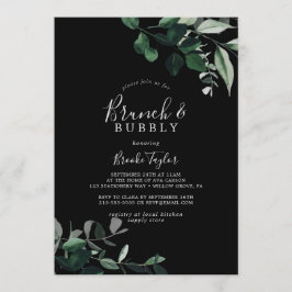Emerald Greenery | Black Brunch und Bubbly Einladung
