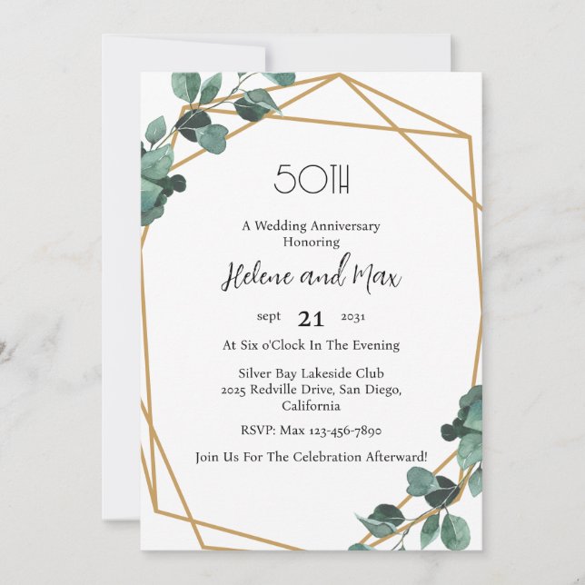 Emerald Greenery Einladungen zum Hochzeitstag (Vorderseite)