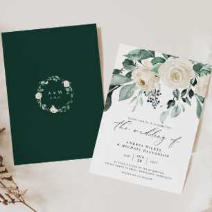 Emerald Greenery Elegant Wedding Einladung