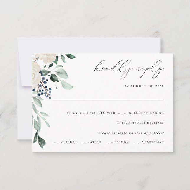 Emerald Greenery Elegant Wedding RSVP Karte (Vorderseite)