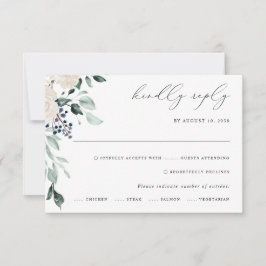 Emerald Greenery Elegant Wedding RSVP Karte