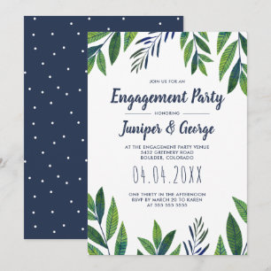 Emerald Greenery Engagement Party Einladung