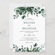 Emerald Greenery Eucalyptus Botanical Wedding Invi