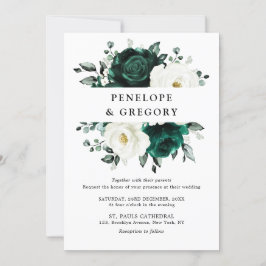 Emerald Greenery Eucalyptus White Floral Wedding Einladung