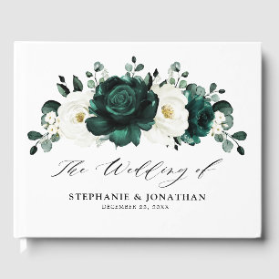 Emerald Greenery Eucalyptus White Floral Wedding Gästebuch