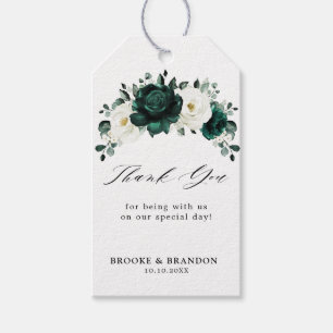 Emerald Greenery Eucalyptus White Floral Wedding Geschenkanhänger