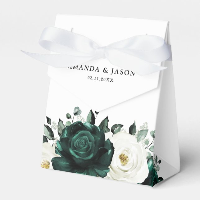 Emerald Greenery Eucalyptus White Floral Wedding Geschenkschachtel (Vorderseite)