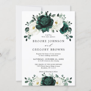 Emerald Greenery Eucalyptus White Floral Wedding I Einladung