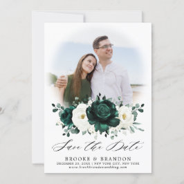Emerald Greenery Eucalyptus White Floral Wedding Save The Date