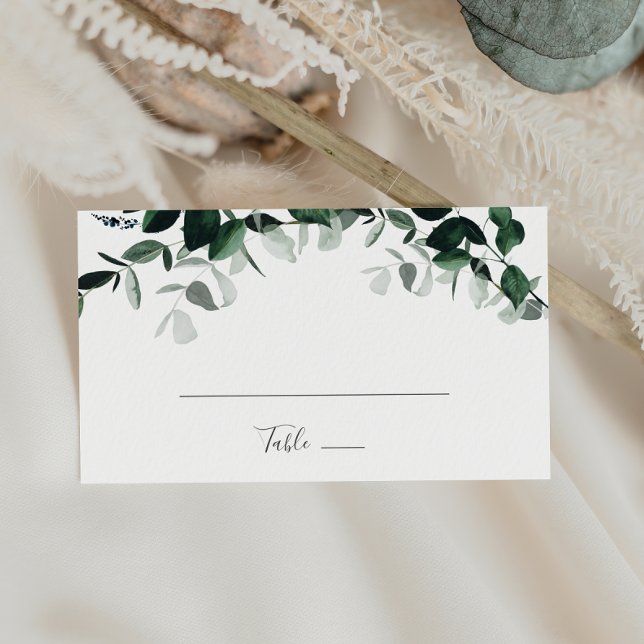 Emerald Greenery Flat Wedding Platzkarte (Von Creator hochgeladen)