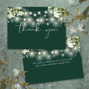 Emerald Greenery Floral String Lights Dankeskarte