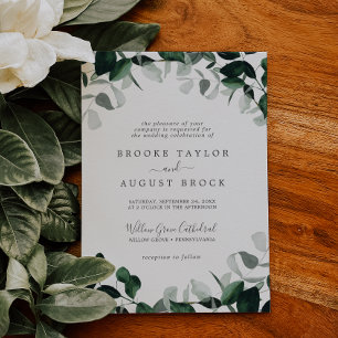 Emerald Greenery Formal Wedding Einladung