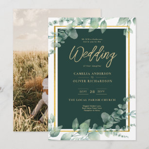 Emerald Greenery Gold FOTO WEDING EINLADUNG