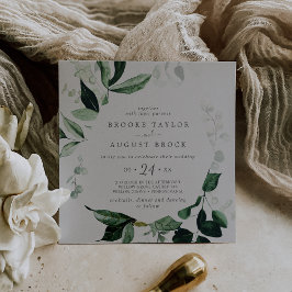 Emerald Greenery | Gray Square Wedding Einladung