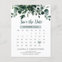 Emerald Greenery Green Eucalyptus Save the Date