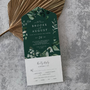 Emerald Greenery   Grüne Hochzeit All In One Einladung