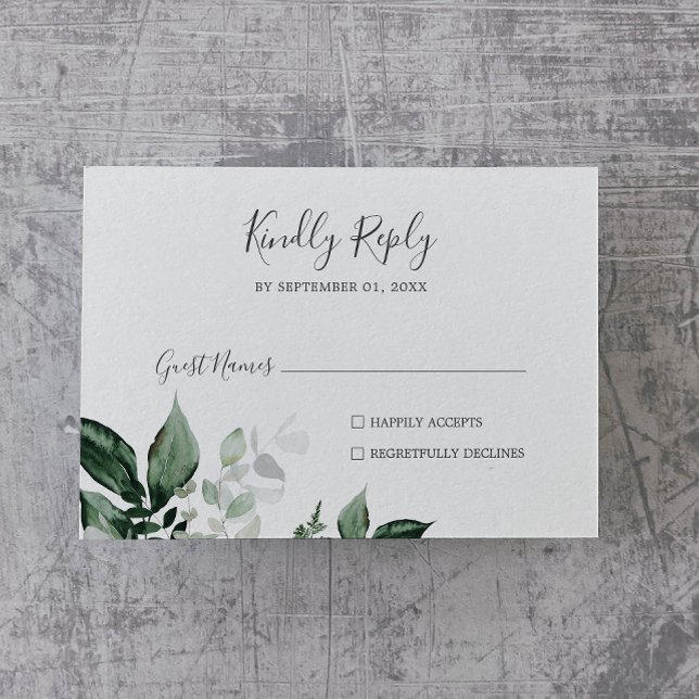 Emerald Greenery Horizontal Wedding RSVP Card Karte (Von Creator hochgeladen)