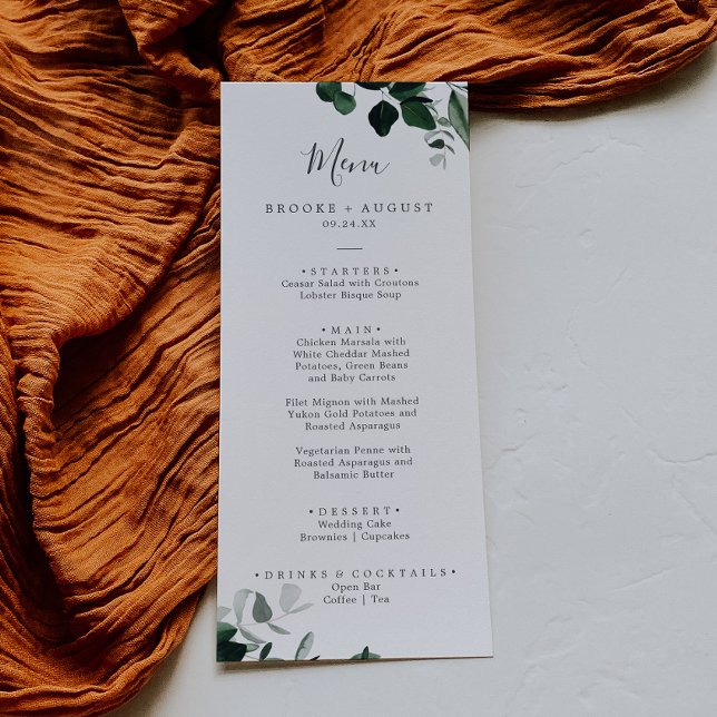 Emerald Greenery Menu Mariage Dîner (Créateur téléchargé)