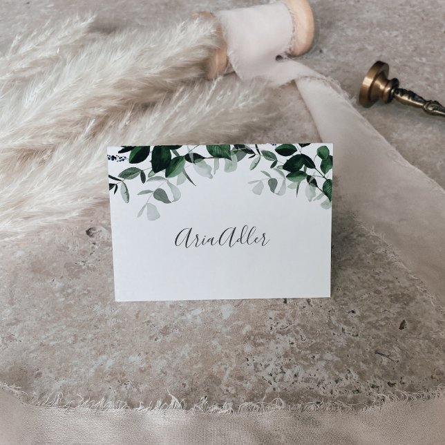 Emerald Greenery Printable Wedding Place Cards Einladung (Von Creator hochgeladen)