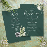 Emerald Greenery QR Code Wedding Einladung<br><div class="desc">Dieses elegante smaragdgrüne botanische Grün Blätter Hochzeitseinladung kann mit Ihren Informationen in chic Typografie mit Ihren Hochzeitswebsite-Details und Ihrem QR-Code auf der Rückseite personalisiert werden. Entwickelt von Thisisnotme©</div>