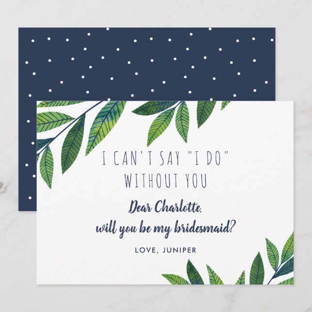 Emerald Greenery - Seien Sie meine Bridesmaid Einladung (Vorne/Hinten)