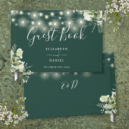 Emerald Greenery String Lights Wedding Gästebuch