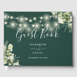 Emerald Greenery String Lights Wedding Gästebuch