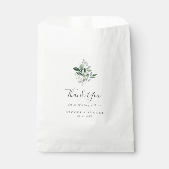 Emerald Greenery Vielen Dank für Ihre Hochzeit Geschenktütchen (Vorderseite)