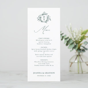 Emerald Greenery Vintag Botanische Hochzeit Menükarte