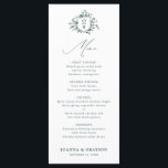 Emerald Greenery Vintag Botanische Hochzeit Menükarte<br><div class="desc">Elegantes grün grün Vintages botanisches Hochzeitsmenü mit eleganten grünen Aquarellfarben-Blume und Blätter. Bitte kontaktieren Sie mich für Hilfe bei der Anpassung oder wenn Sie ein anderes Produkt mit diesem Design benötigen.</div>