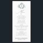 Emerald Greenery Vintag Botanische Hochzeit Menükarte<br><div class="desc">Elegantes grün grün Vintages botanisches Hochzeitsmenü mit eleganten grünen Aquarellfarben-Blume und Blätter. Bitte kontaktieren Sie mich für Hilfe bei der Anpassung oder wenn Sie ein anderes Produkt mit diesem Design benötigen.</div>