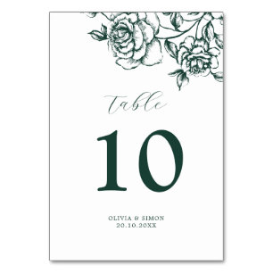 Emerald Greenery Vintag Botanische Hochzeit Tischnummer